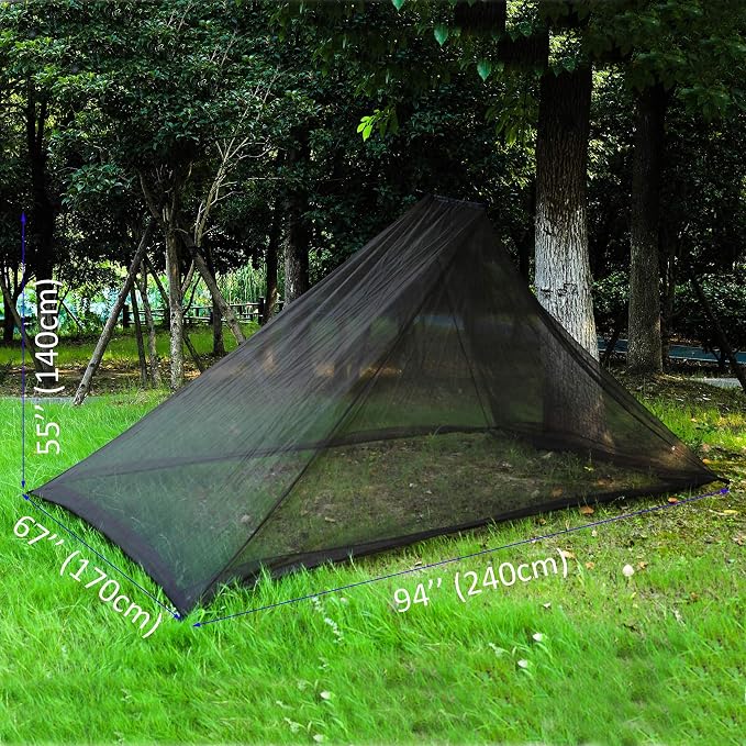 No-See-Ums Camping Mosquito Net Bed Compact and Ultra-Light for Travel，Finest Holes Mesh 2000 Noseeum Netting for Camping and Hiking, Without Sleeping Mat