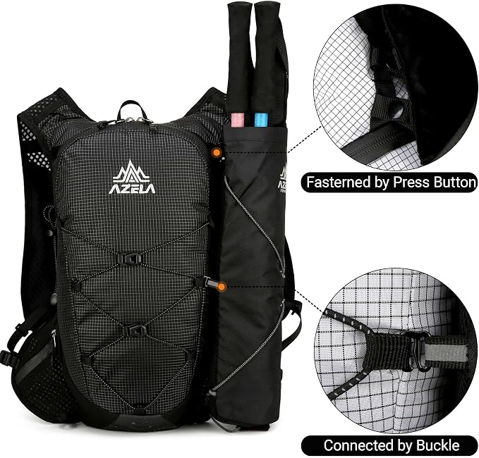 Lightweight Hydration Vest Backpack for Running, Cycling, Hiking, Bladder Pack with Bottle Holder for Outdoor Sports (BLACK, Trekking BAG)