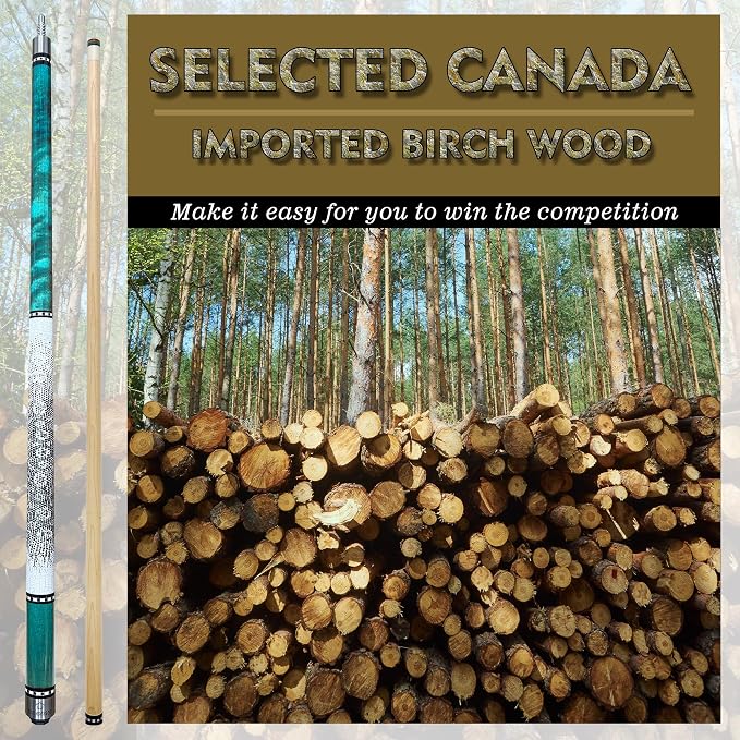 HomeSeason 58in Pool Cue Stick Canadian Maple Wood 13mm Tip - 18oz Perfect for Precision Play, Low Deflection Pool Cue for Enhanced Accuracy