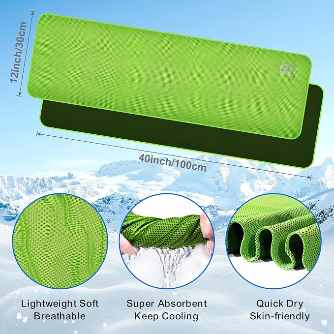 Sukeen Cooling Towel for Neck and Face(40"x12"), 40pack Bulk Ice Towel, Quick Dry Sports Cool Towels, Soft Breathable Sweat Towels for Workout, Yoga, Golf, Gym, Camping, Sport, Running