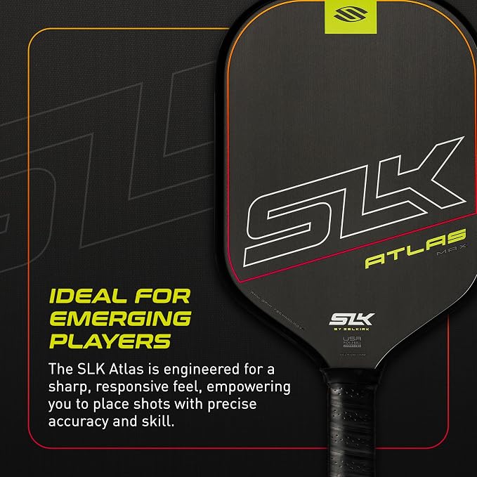Selkirk Sport Atlas Raw Carbon Fiber Pickleball Paddles | Midweight Pickleball Paddle with Polymer Honeycomb Core | USAPA Approved Carbon Fiber Face for Spin and Control