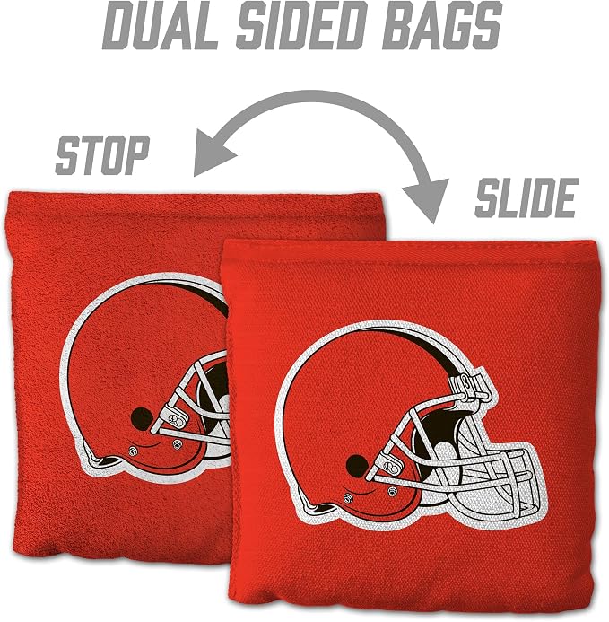 YouTheFan Officially-licensed NFL Set of 8 Cornhole Bags - All Weather Dual Sided Slide & Stop - regulation size