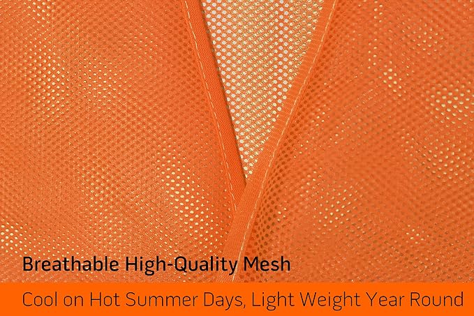PeerBasics Safety Vests Bulk Pack - Reflective High Visibility, Men Women, Mesh (as1, numeric, numeric_10, regular, regular, Orange)