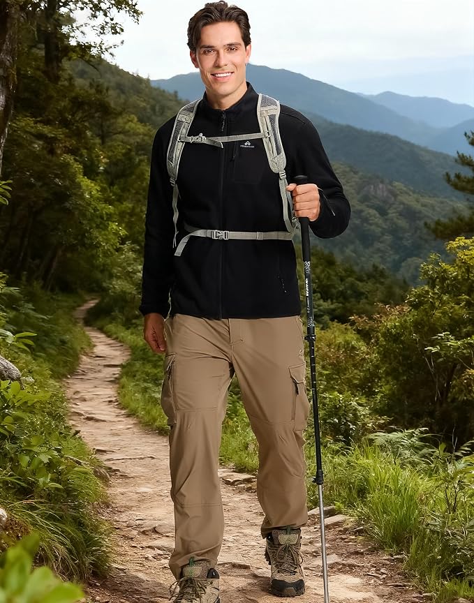 Pioneer Camp Men's Fleece Jackets Full Zip Lightweight Winter Warm with Zipper Pockets Athletic Camping Outwear Coat
