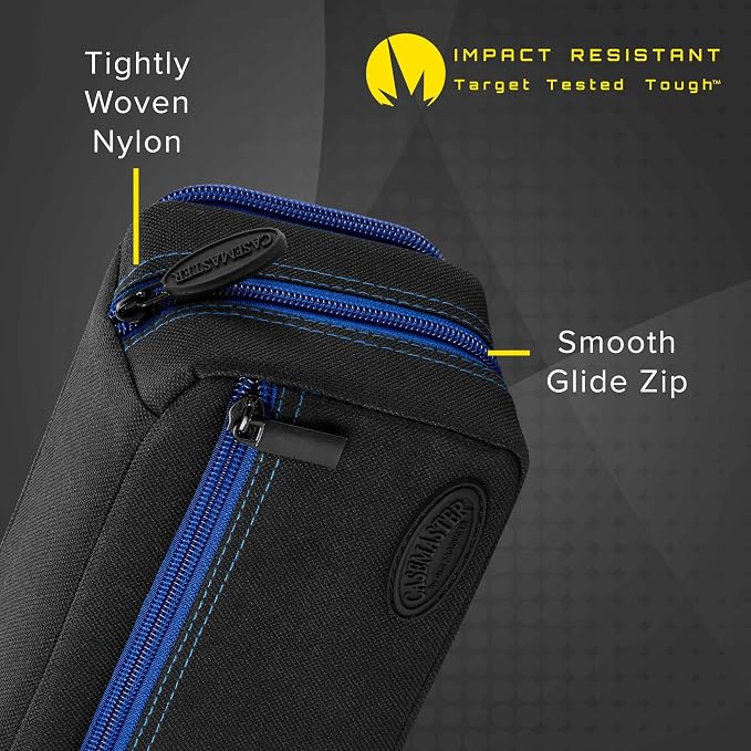 Casemaster Plazma Pro, 6 Dart Case for Soft and Steel Tip Darts, Features Large Front Mobile Device Pocket, Built-In Storage Tubes and Pockets for Flights, Tips, Shafts, and Personal Items