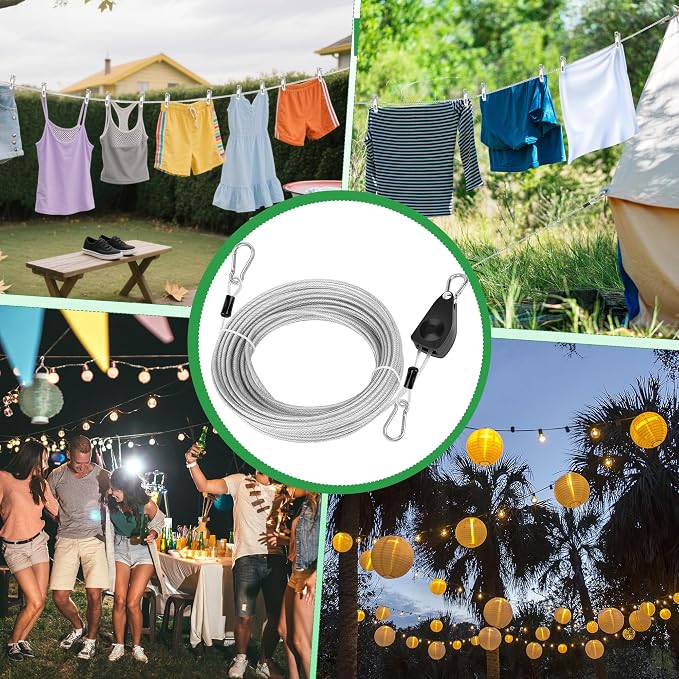 Windspeed Retractable Clothesline Outdoor Heavy Duty Travel Clothesline Retractable Clothes Line for Outside Travel Camping Cloth Line, Galvanized Steel Material, and 10 Clips, Storage Bag