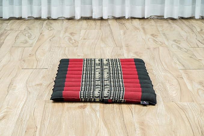 Leewadee Meditation Cushion Set – 1 Small Zafu Yoga Pillow and 1 Small Roll-Up Zabuton Mat Filled with Kapok