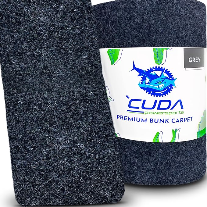 Cuda Boat Trailer Bunk Carpet 24 Inch Wide x 15ft-Premium Cuda Boat Bunk Carpeting Parts Accessories Gray Grey Charcoal Lift Runner Carpet Covers Marine Grade Waterproof