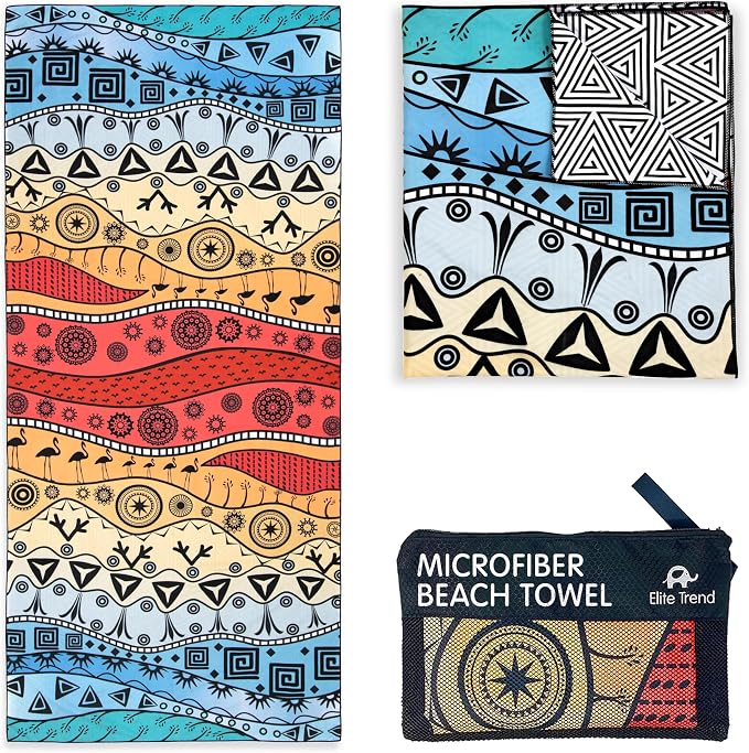 Quick Dry Towel Extra Large 78x35 Inch - Microfiber Beach Towel - Perfect for Beach, Travel, Swimming, Pool, Yoga, Hiking, Camping - Lightweight, Fast Drying, Compact for Adults (The Wild)