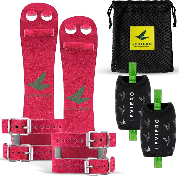 Gymnastics Grips Set Narrow Squeeze, Grips for Gymnastics Girls, Dowel Grips with Soft Leather, Double Buckle Wrist Closure, and Adjustable Finger Holes, for All Ages