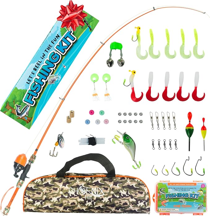 Kids Fishing Pole and Tackle Box Kit - Telescopic Kids Fishing Poles for Boys Perfect to Inspire a Lifetime Passion - Durable Youth Fishing Pole with Accessories Included and Non-Slip EVA Foam Handle