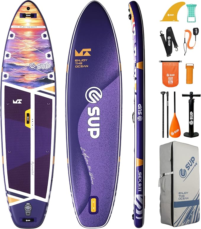 ESUP Extra Wide Inflatable Paddle Board 11’6" ×34/35" ，Super Stable Stand Up Paddleboards for 2 Person/Family/Large Size, Inflatable SUP with Paddle, Pump & Shoulder Strap