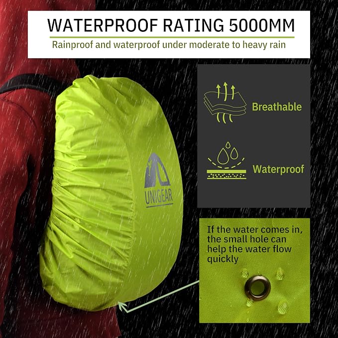 Unigear Backpack Rain Cover Waterproof Rating 5000mm Ultraportable and Durable with 2 Anti-Slip Buckle Strap, Integrated Carry Pouch Design (Green, Small)