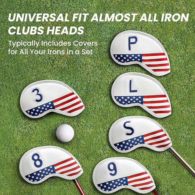 FINGER TEN Magnetic Golf Iron Headcovers Value 11 Pack, Durable PU Leather with Embroidered Numbers for Easy Identification, Multiple Colors Available Fits Most Iron Clubs