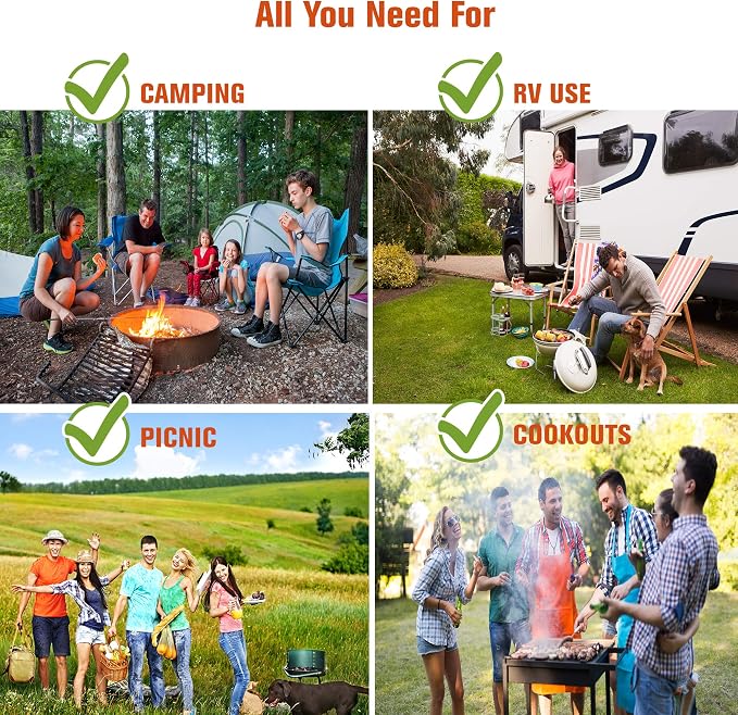 13 PC Grilling and Camping Cooking Utensils Set for The Outdoors BBQ - Stainless Steel Camp Kitchen Set Cookware Grill Tool Accessories Kit with Lightweight Stylish Crossbody Carrying Bag (Brown)