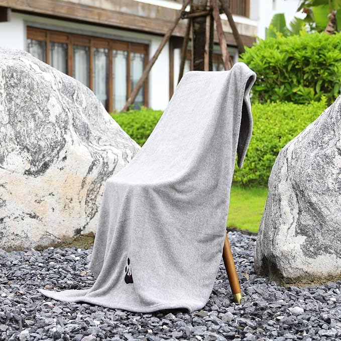 Dogvingpk Extra Large Dog Towel 1 Pack, Super Absorbent Soft Quick Drying Microfiber Pet Bath Towels for Large & Medium Dogs (XL-55" * 36", Grey)