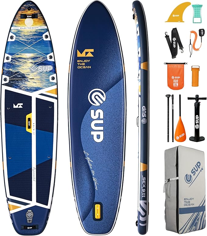ESUP Extra Wide Inflatable Paddle Board 11’6" ×34/35" ，Super Stable Stand Up Paddleboards for 2 Person/Family/Large Size, Inflatable SUP with Paddle, Pump & Shoulder Strap