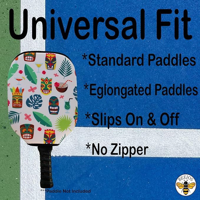 BeeJos Hawaiian Collection: Premium Slip-On Pickleball Paddle Cover-Fits Standard Size Paddles-Zipperless (Paddle not Included)