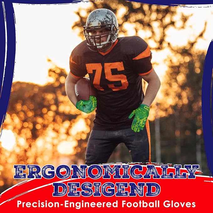 GripMax Youth Football Gloves | Football Gloves Youth & Mens Football Gloves | Sticky Football Gloves for Wide Receiver | Breathable Football Receiver Gloves All Weather