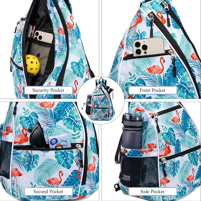 Sucipi Pickleball Bag - Men's & Women's Pickleball Backpack, Adjustable Sling Bag w/Fence Hook/Large Capacity/Safety Pocket