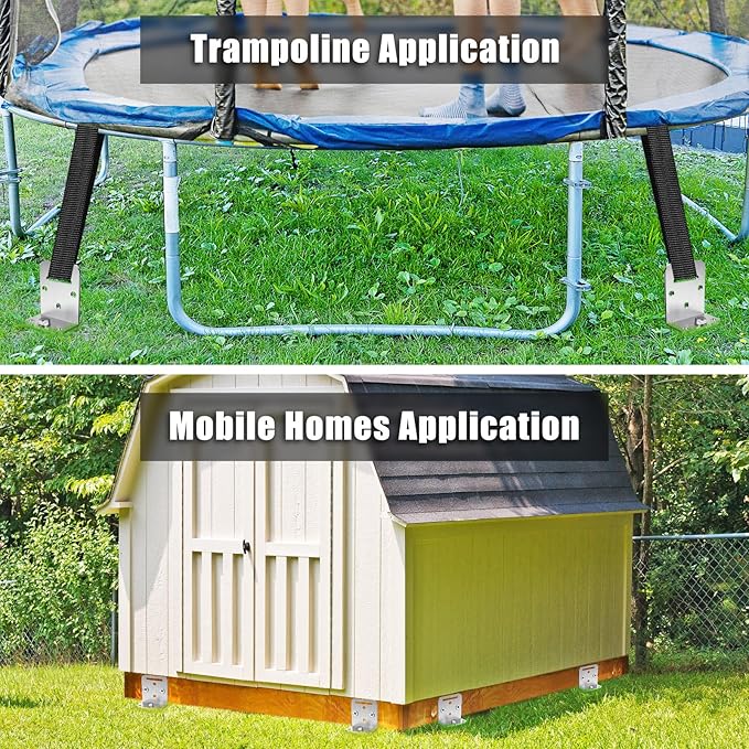 BeneLabel 2/4/6 Pack 18" 24" Ground Anchors Screw in Shed Anchor with L Bracket Trampoline Anchor Spiral Swingset Anchors for Swing Set, Mobile Home, Fence, Playset, Tent, Canopy, Carport