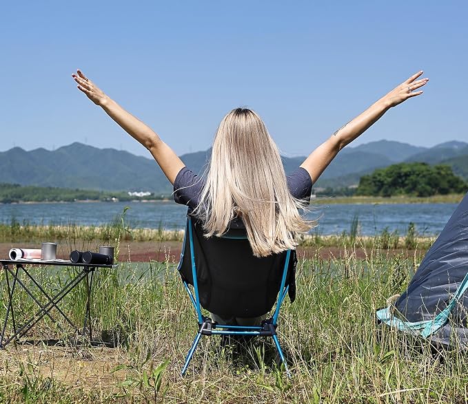 MARCHWAY Ultralight Folding Camping Chair, Heavy Duty Portable Compact for Outdoor Camp, Travel, Beach, Picnic, Festival, Hiking, Lightweight Backpacking (Sky Blue)