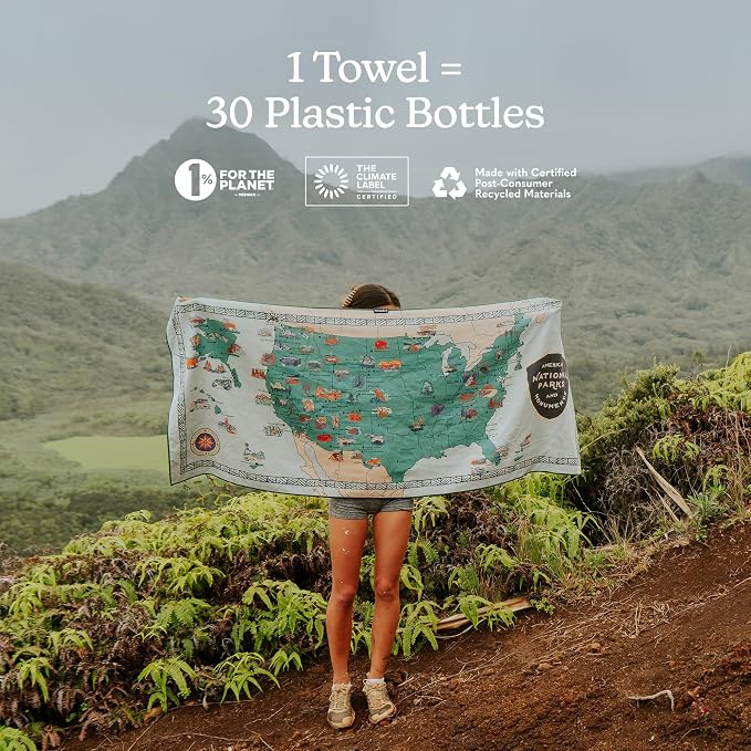 Nomadix Original Towel - National Parks- Perfect for Beach, Pool, Travel, Camping, Yoga - Made with Recycled Materials - Super Absorbent - Sand Resistant