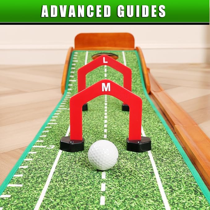 CHAMPKEY Premium Golf Putting Green Indoor with 3 Golf Putting Gates - Improves Putting Accuracy and Skill Levels Golf Putting Mat - Ideal for Indoor and Outdoor Training
