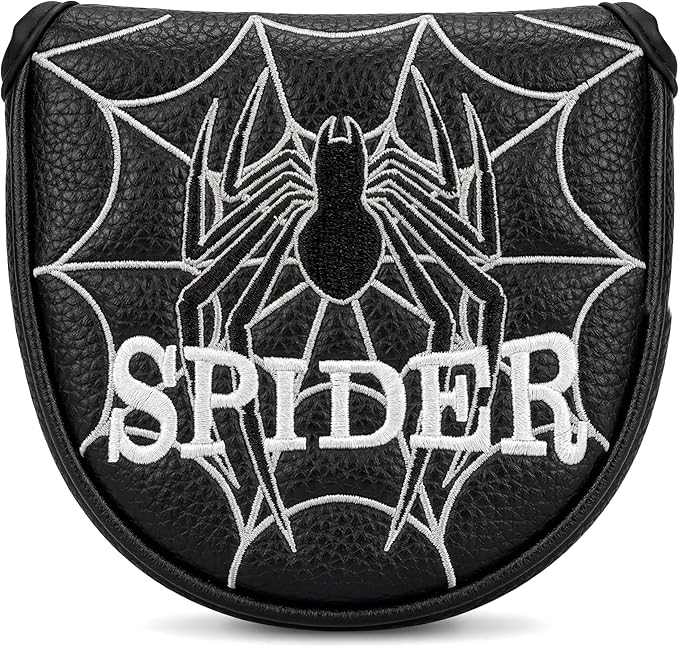 Vesperlux Spider Golf Headcovers Driver Wood Hybrid Iron | Waterproof Leather, Magnetic Putter Cover, Anti-Slip Fit, Full Protection, Durable, Fits Alignment Stick, Men's Golf Gift
