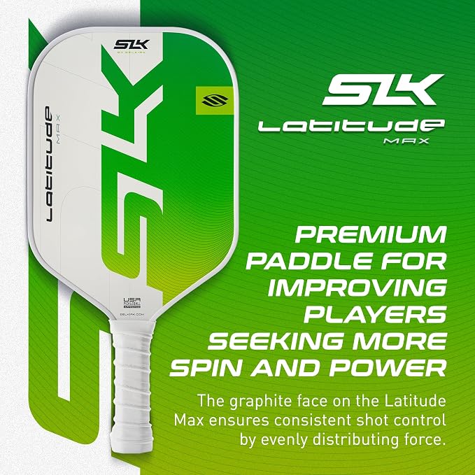 Selkirk Sport SLK Latitude 13mm Pickleball Paddle | Graphite Face with SpinFlex Surface & SX4 Polymer Core | Lightweight Pickleball Paddles for Men & Women | Control, Spin & Power