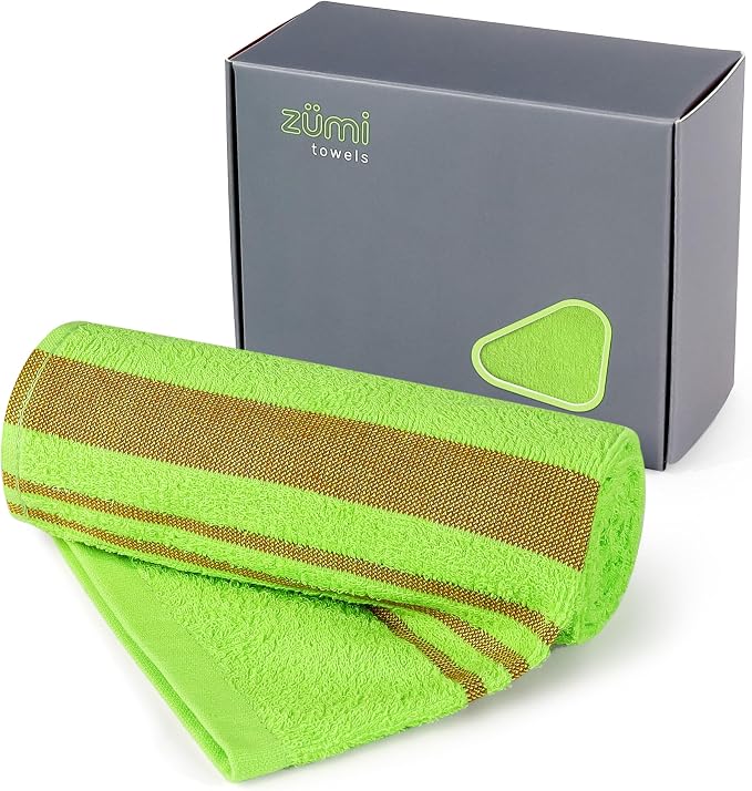 Zumi MINI 100% Cotton Camping Travel Towel - Small, Ultralight, Fast Drying, Highly Absorbent, Soft and Gentle on the Skin, Safe for the Planet (28" x 13" Green)