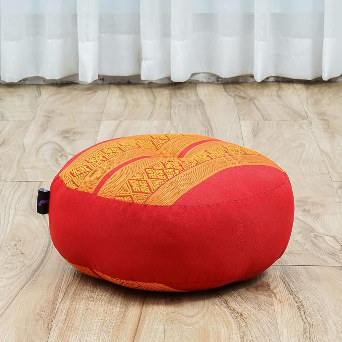 Leewadee Meditation Cushion Set – 1 Small Zafu Yoga Pillow and 1 Small Roll-Up Zabuton Mat Filled with Kapok