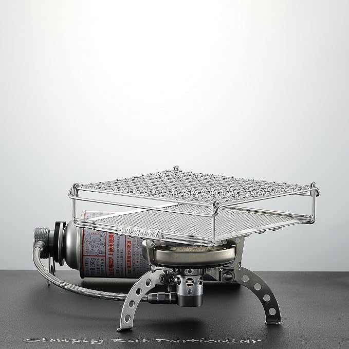 CAMPINGMOON Camping Toaster for Gas Stove Top Fire Grill Grid 304 Stainless Steel Bread Toasters Cooking Grill With Anti Scalding Mesh Fork Medium Size US-1615