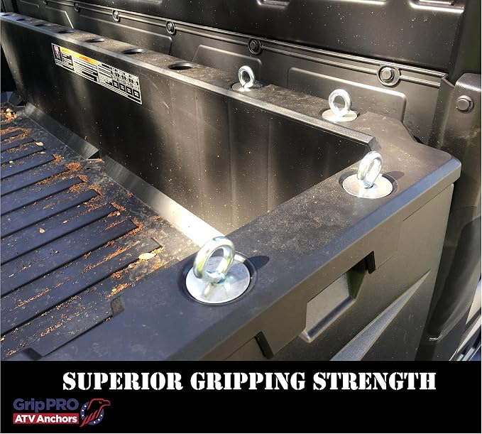 GripPRO ATV Anchors – 4 Pack Fits Polaris Lock & Ride Bed Holes on Ranger & General with 1-7/16" Mounts – Secure Gear, Coolers, Tools – Compatible with XP, Crew, 1000, 570 – Not for RZR, Sportsman