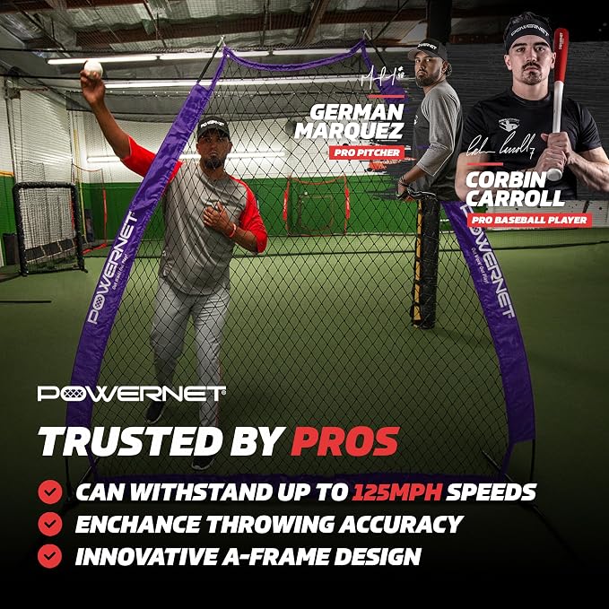 PowerNet Baseball Training Equipment Baseball Net, Portable Softball Batting Practice Pitching Screen, 7-FT I-Screen or A-Frame Pitching Net