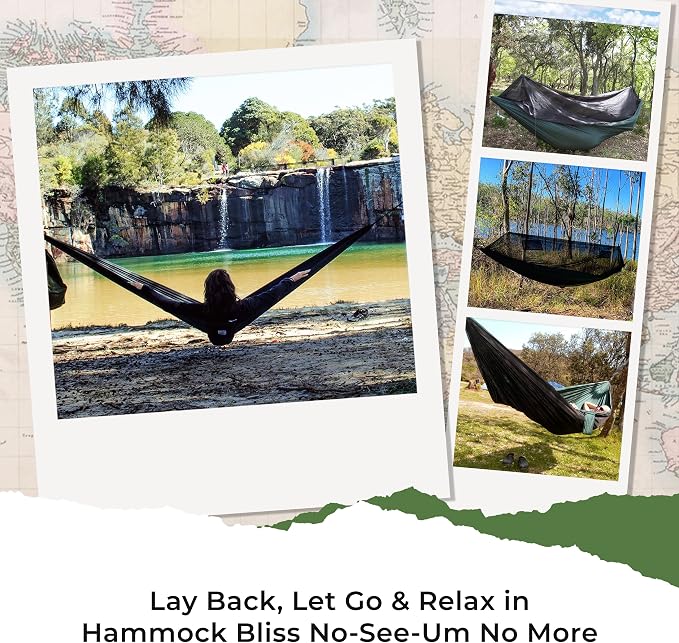 Hammock with Mosquito Net - Fully Reversible Bug Free Hammock Tent, Extra Large Sleeping Space, Bug Proof Netting & Suspension - Change the Way You Camp with Hammock Bliss Quality - No-See-Um No More