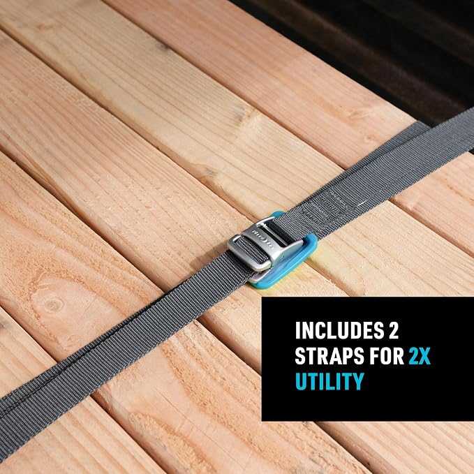 Nite Ize CamJam Tie Down Strap - Tie Down Ratchet Straps - Straps for Trucks & Cars - Tie Downs for Luggage & Gear - 6 ft Strap, Blue (Pack of 2)