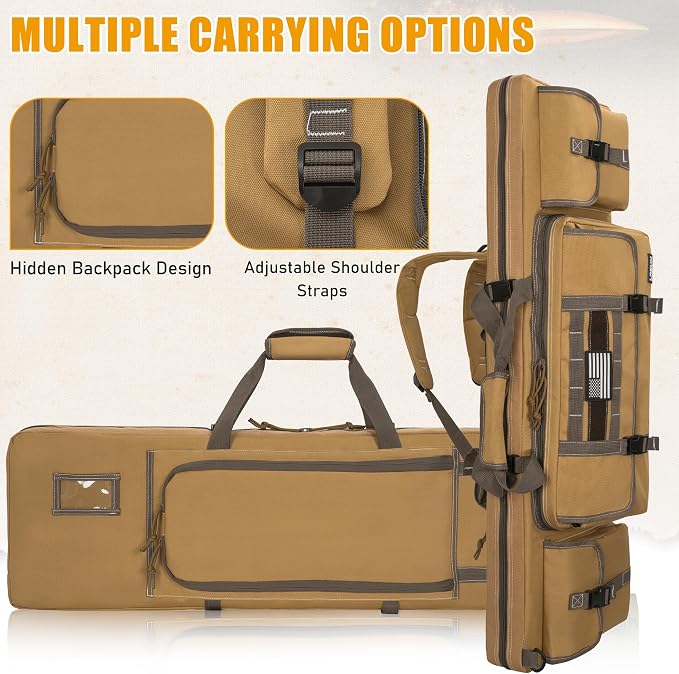 28" 32" 36" 42" 46" 48" 51" 55" Soft Double Rifle Bag, Portable Long Rifle Bag for Outdoor Hunting Shooting, Gun Case Storage & Transportation, with Multiple Colors