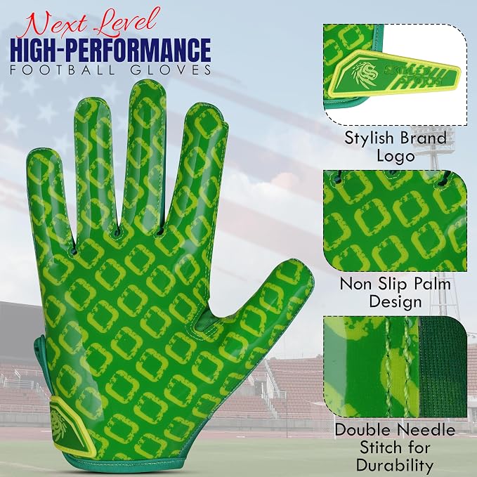 GripMax Youth Football Gloves | Football Gloves Youth & Mens Football Gloves | Sticky Football Gloves for Wide Receiver | Breathable Football Receiver Gloves All Weather