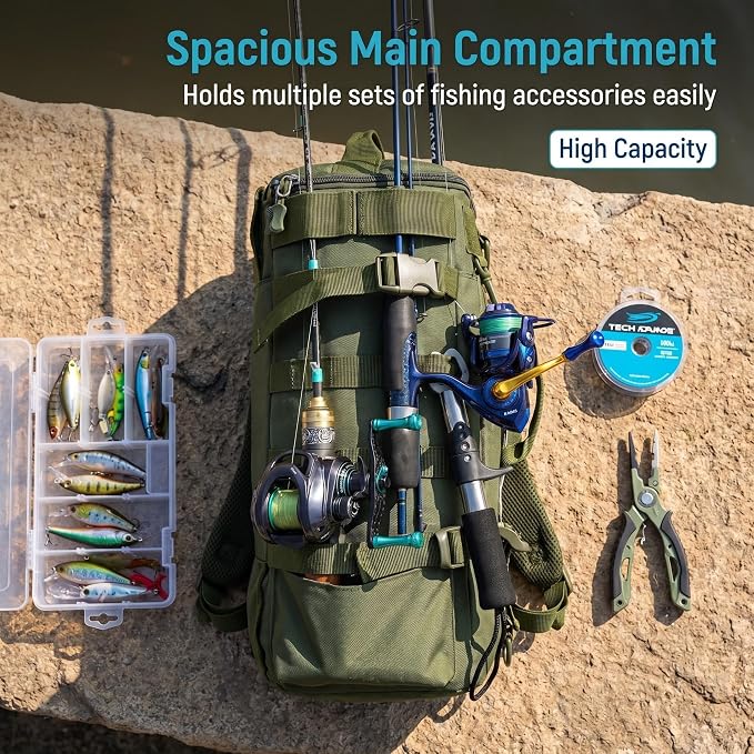 Fishing backpack,fishing tackle bag,gifts for fishing lovers,4-Way Carry Fishing Backpack Durable Tackle Bag Storage for Fishing Gear and Equipment,Fishing Tackle Storage Bags