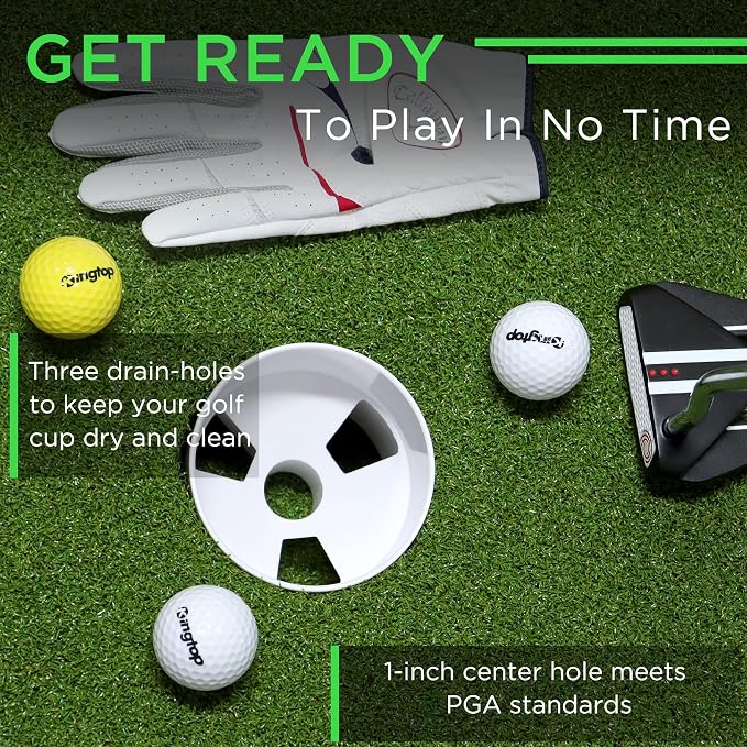 KINGTOP 6Inch Golf Hole Cup with Hole Cover for Backyard Practice Putting Green, Fit PGA | LPGA | USGA Regulations