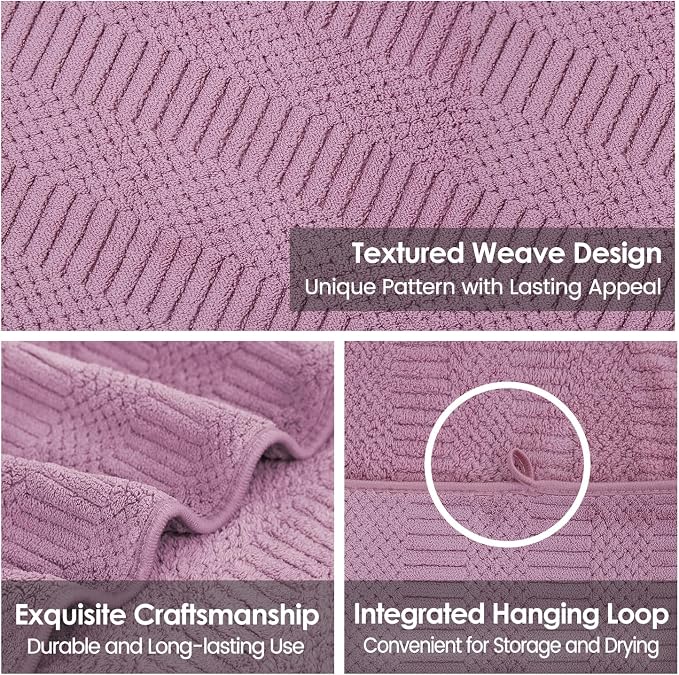 JML Microfiber Bath Towels, Large Bathroom Towel 2 Pack (30" x 60"), Oversized, Soft, Super Absorbent and Fast Drying, Multipurpose Use for Sport, Fitness, Yoga, Diamond Cross Grid Purple
