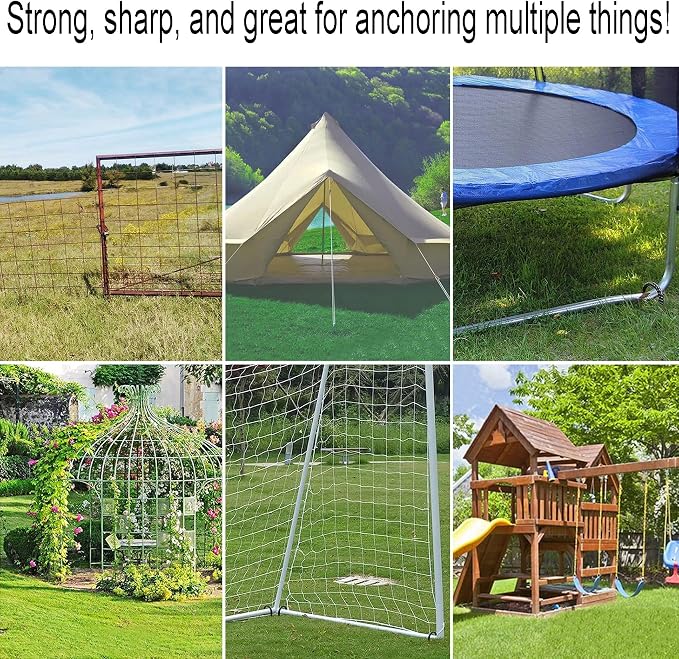 16 Inch J Hook Rebar Stakes Heavy Duty Metal Stakes for Ground | Barrel Soil Tent Swing Set Fence Stakes Steel Anchors Anti-Rust Landscape Fabric Stakes
