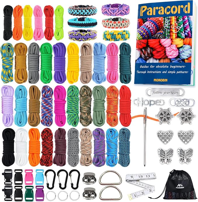 Paracord Bracelets Kit - 30 Colors 4mm & 6 Colors 2mm Paracord with FID, Craft Kit for Kids & Adults Making Various Projects