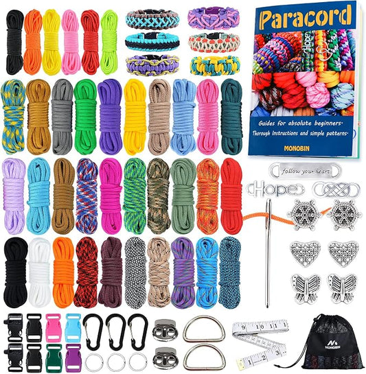 Paracord Bracelets Kit - 30 Colors 4mm & 6 Colors 2mm Paracord with FID, Craft Kit for Kids & Adults Making Various Projects