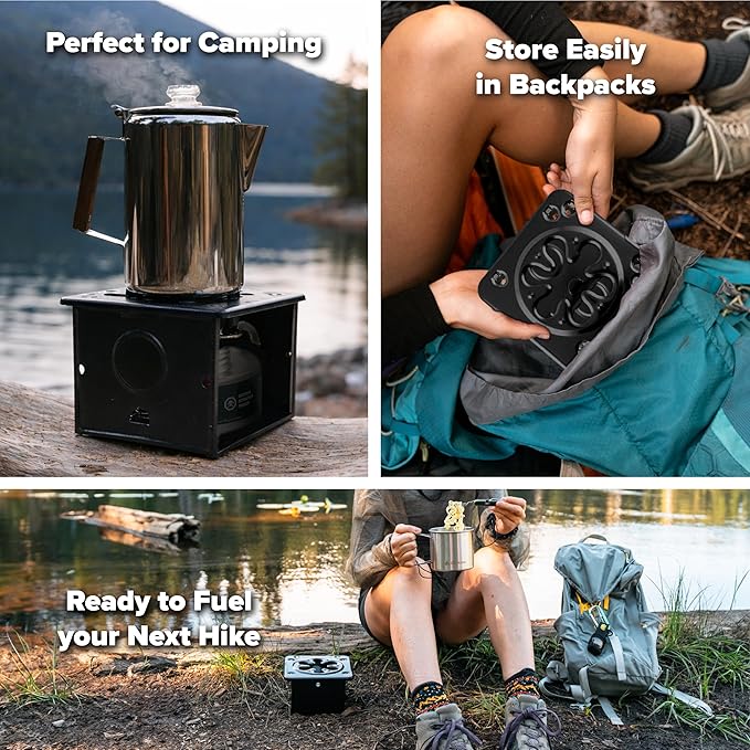 Coghlan's Portable Folding Camp Stove – Compact, Lightweight Steel Cooking Stove for Camping, Backpacking, Hiking, or Emergency Use – Uses Canned Heat or Fuel Tablets, Black (Pack of 6)