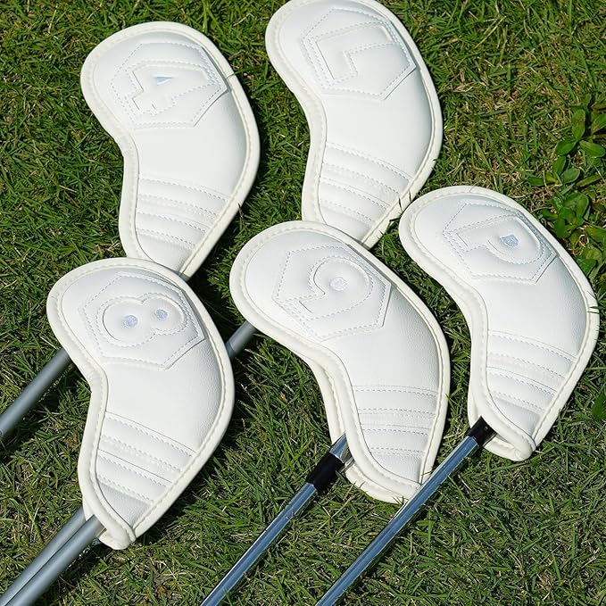 Magnetic Golf Iron Covers Set 10 Pcs Golf Iron Headcovers PU Leather Easy Off/On Protective Cover