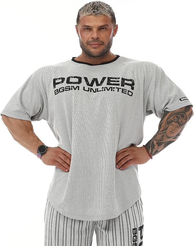 Men's Oversize Gym Fitness and Bodybuilding T-Shirt, Cotton O-Neck Lifestyle Top