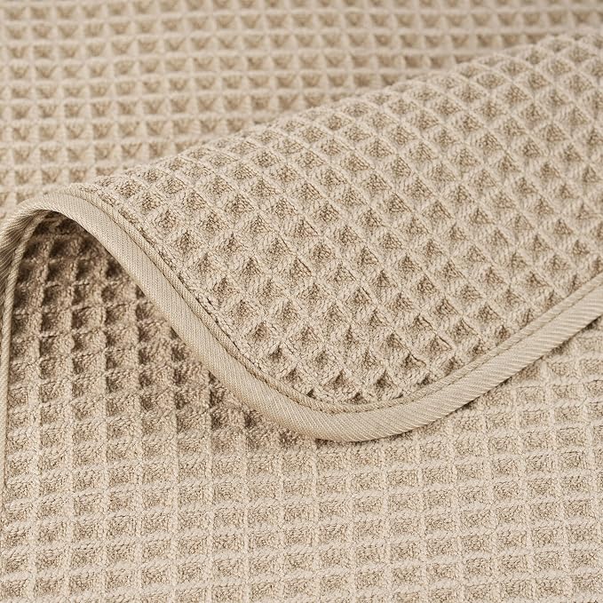 POLYTE 430 GSM Microfiber Quick Dry Lint Free Bath Sheet, 70 x 35 in, Set of 2 (Waffle Weave)