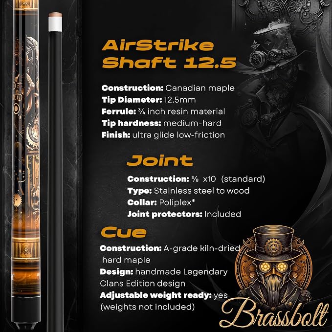 IgnatGames Premium Pool Cue Stick – 58" 2-Piece, Canadian Maple Cue with 12.5mm AirStrike Shaft, Premium Case & Accessories